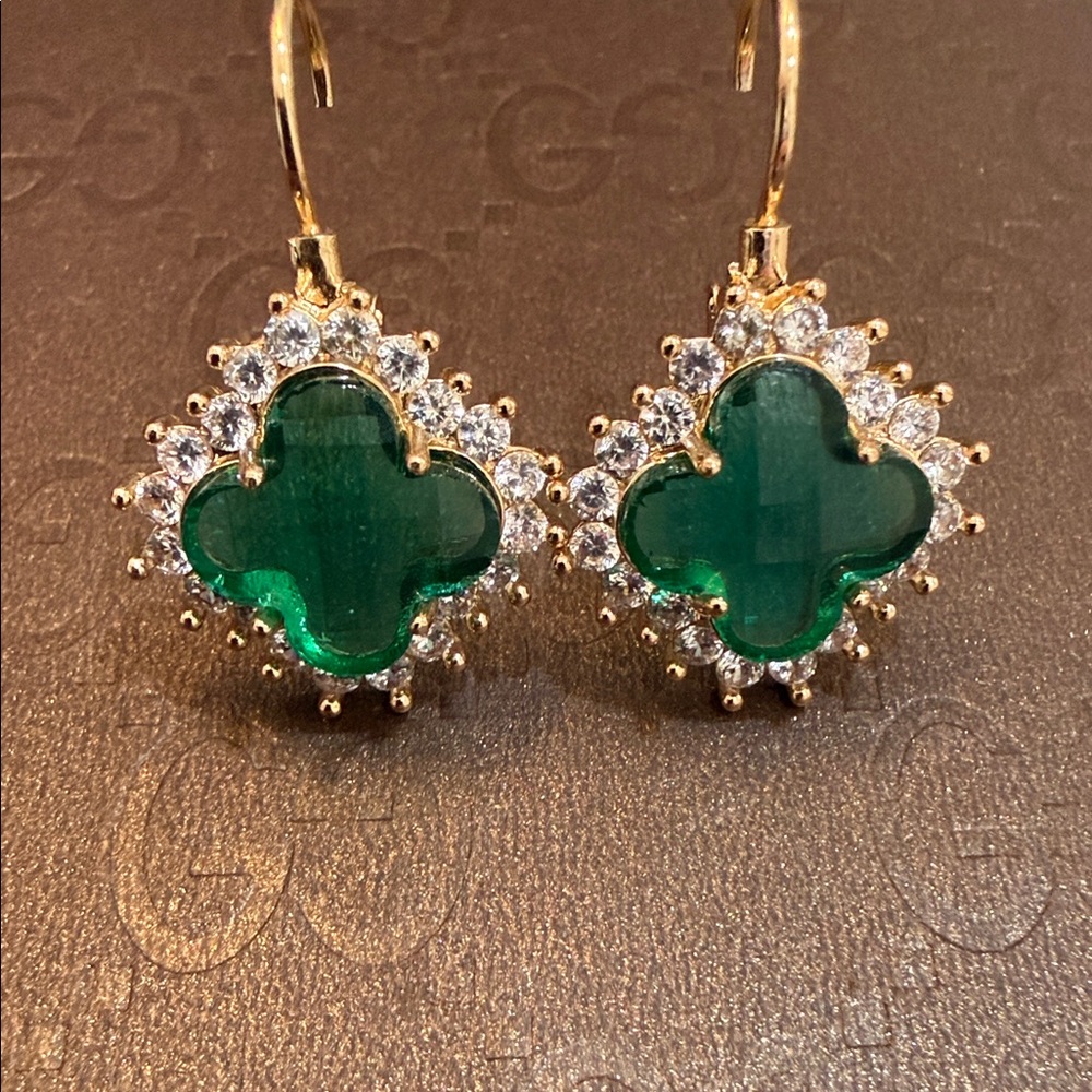 Elegant Gold and Green Earrings